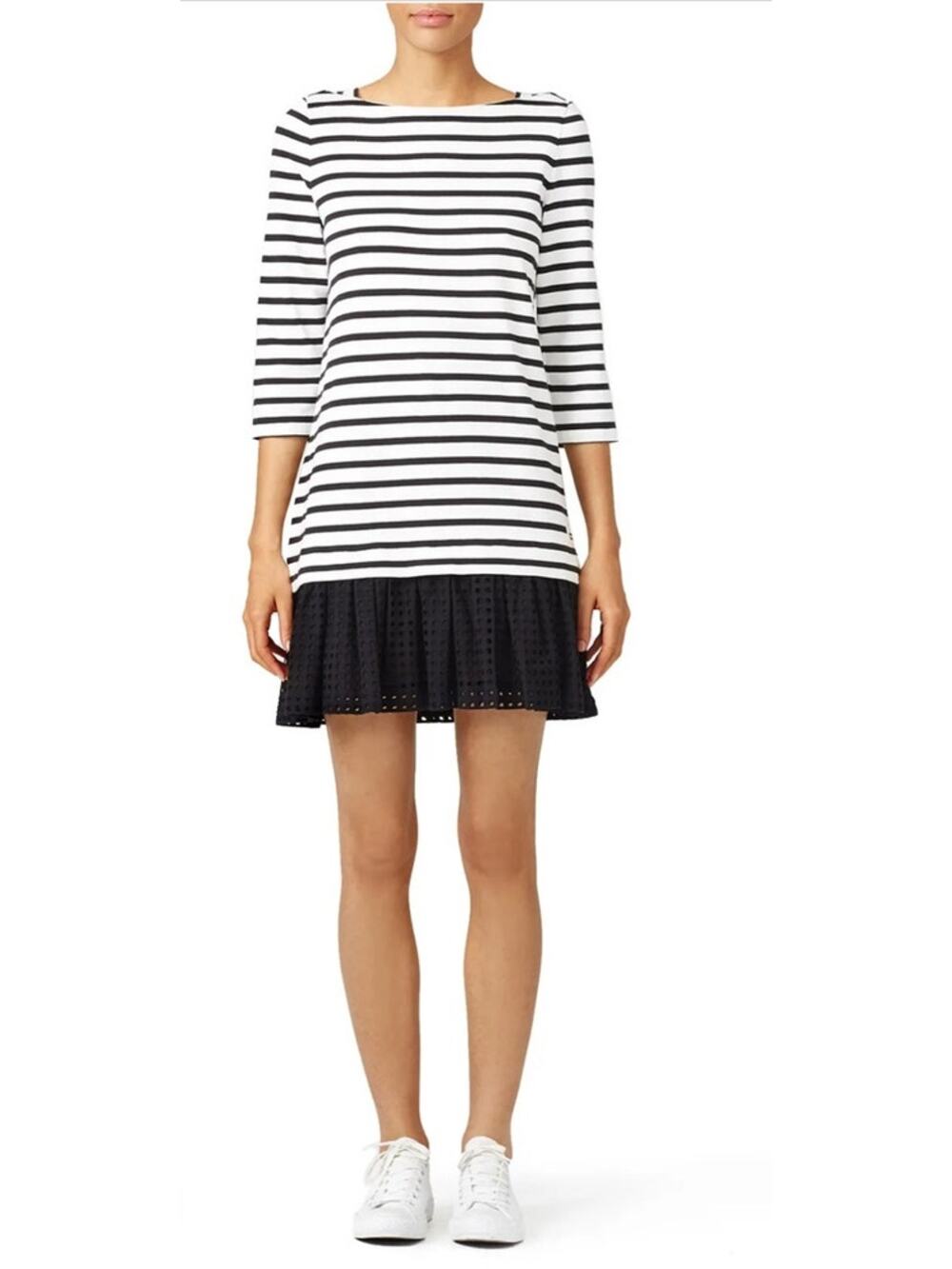Kate Spade New York Broome St Striped Eyelet  Dress Women's Sz M 100% Cotton